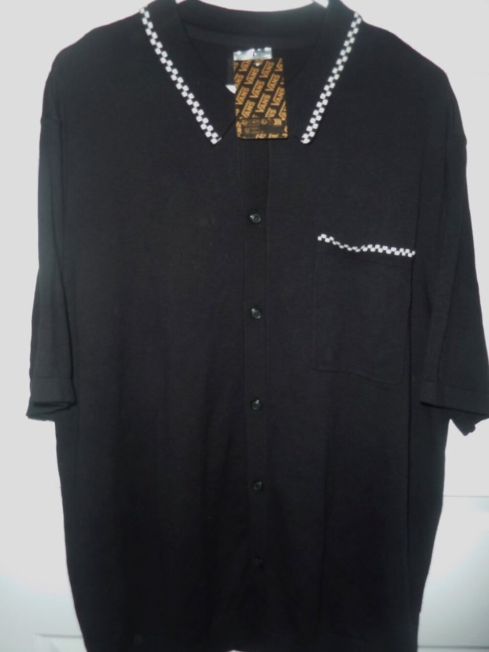 NWT Men's Vans Off The Wall Baldwin SS Sweater Polo White Check Accents XL - Picture 3 of 9